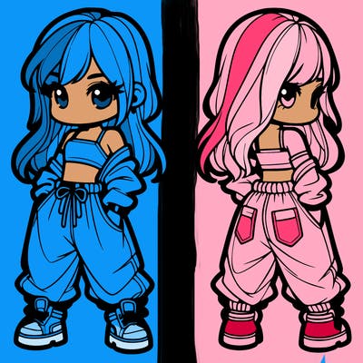 girl in crop top and baggy pants