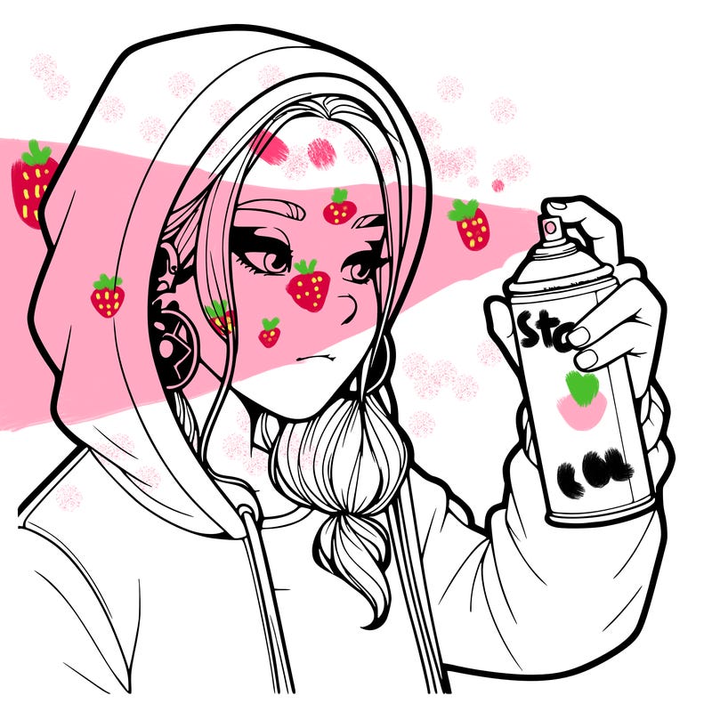 a realistic girl, spray painting