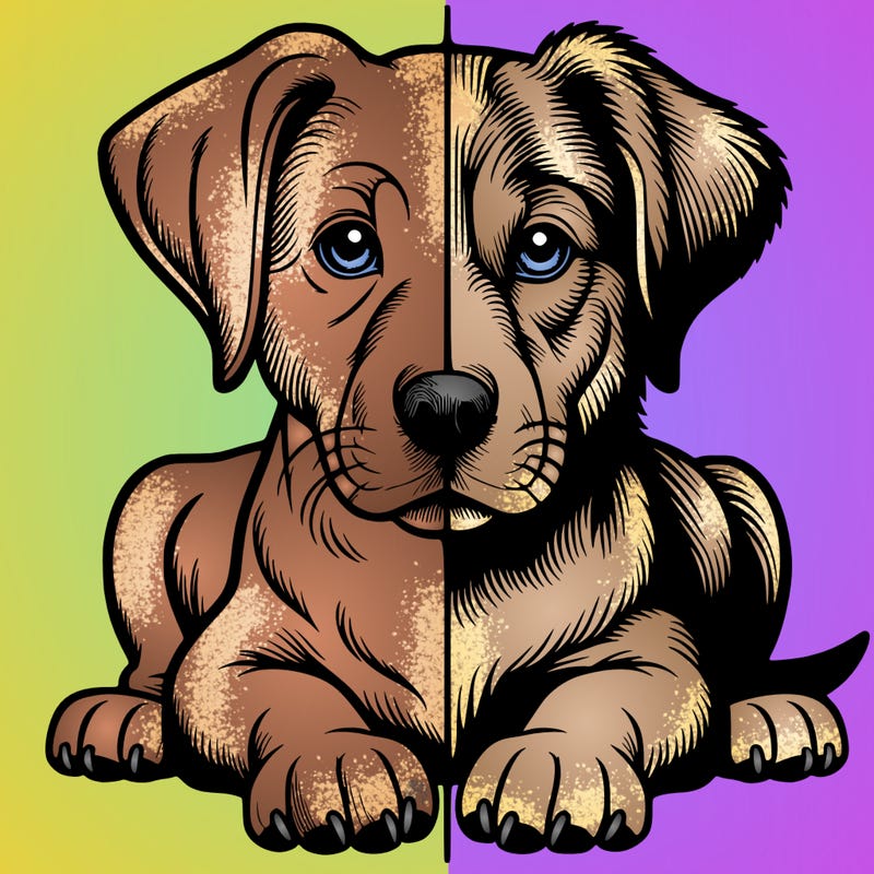 realistic dog split picture