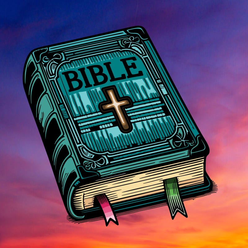 realistic book with the words bible on it