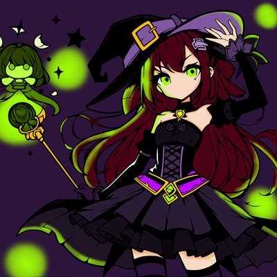 dark magic anime girl