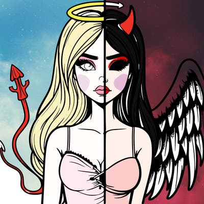 devil vs angel realistic girl