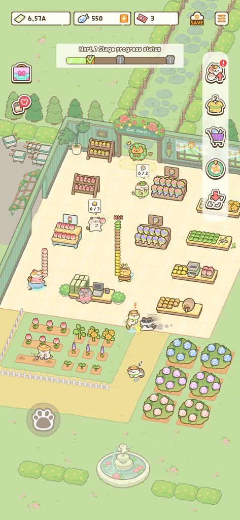 Cat Mart: Cute Grocery Shop - A cute grocery shop managed by cats with a flower garden and indoor stalls
