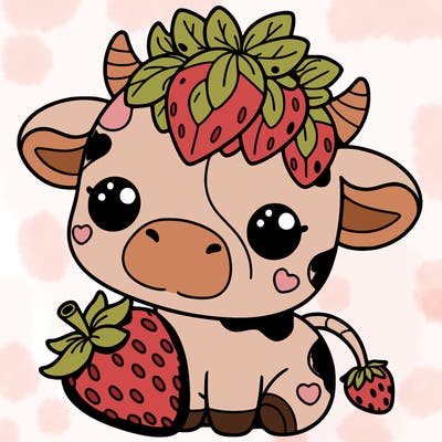 cute strawberry cow