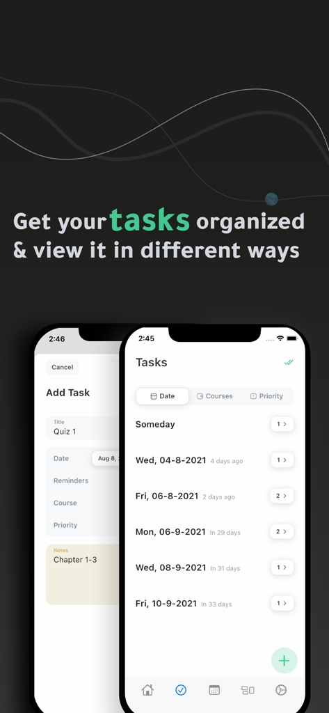 Khotta AI: Plan & Study - Khotta AI app interface showing task list and task creation screens on iPhone