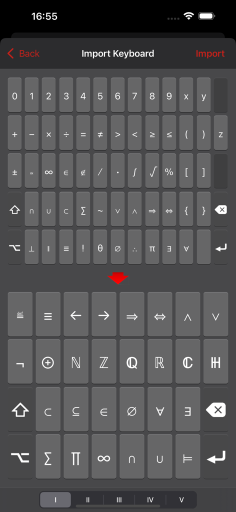 Unicode Pad Pro with keyboards - Interface for importing a custom mathematical symbol keyboard in Unicode Pad Pro