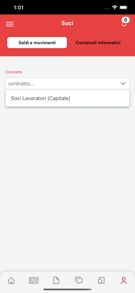Camst People - Camst People app interface showing member contract selection screen