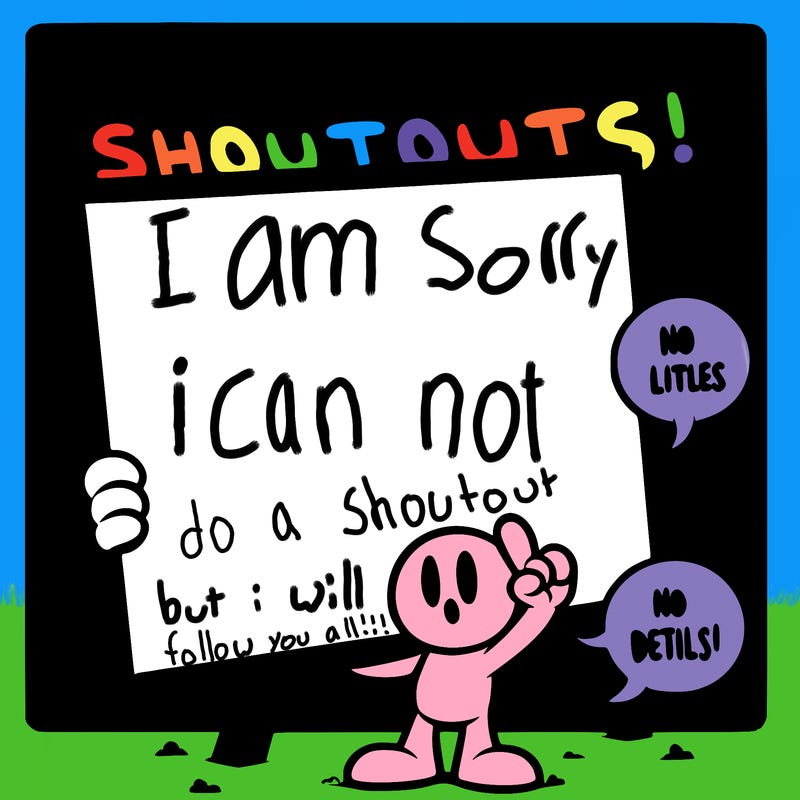 blank canvas that says above it shoutouts