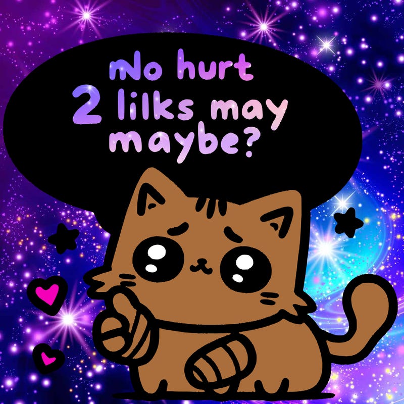 cute cat thats been hurt saiying 2 likes maybe