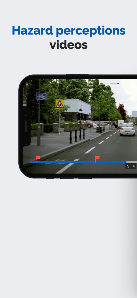 ADI Theory Test Kit 2026 RAY - A mobile interface showing hazard perception videos for the ADI driving instructor theory test.