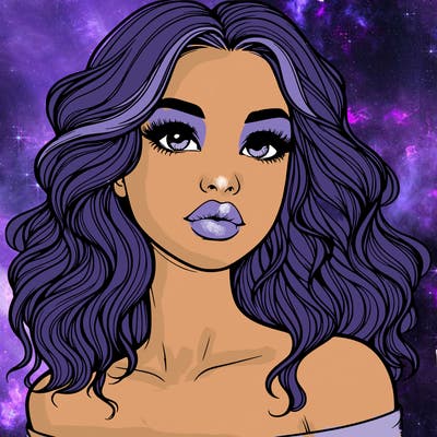 realistic girl with wavy hair and lips