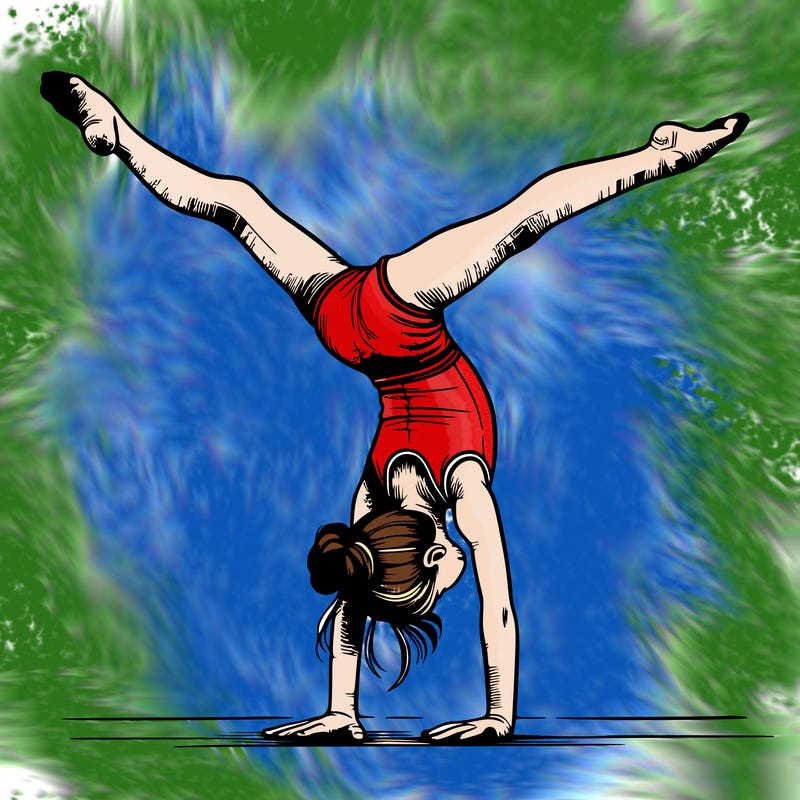 realistic gymnastic hand stand girl in four splits