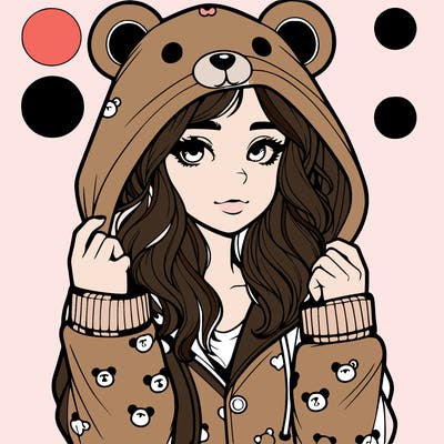realistic girl in a animal pjs hoodie