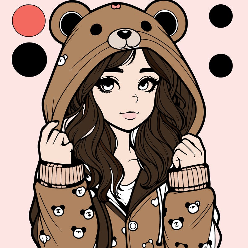 realistic girl in a animal pjs hoodie