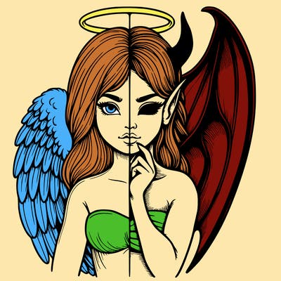 realistic angel half demon