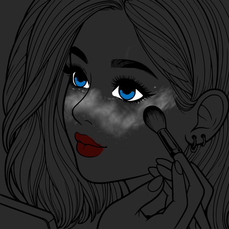a realistic girl doing her makeup