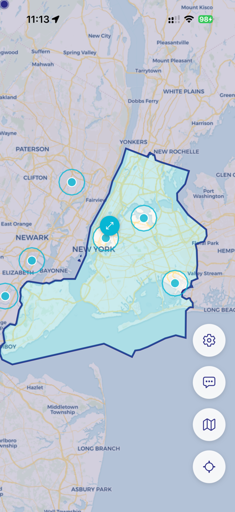 Jet Lag: Hide & Seek Mapper - Jet Lag Hide and Seek Mapper showing highlighted search zones on a map of New York City