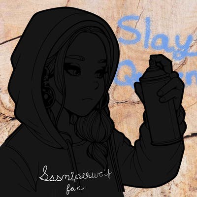 a realistic girl, spray painting