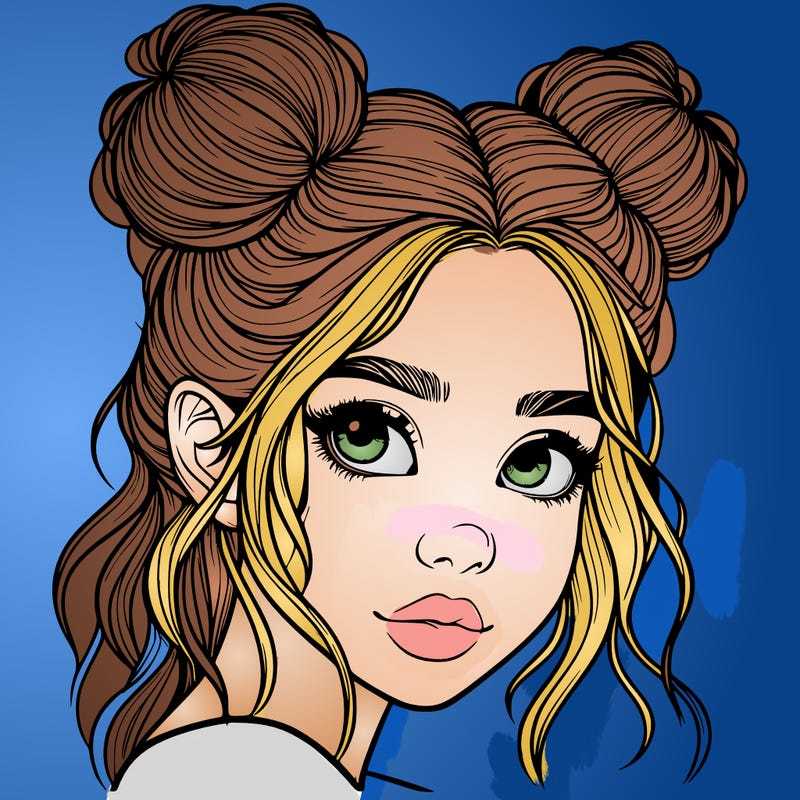 realistic girl with hair buns on her head