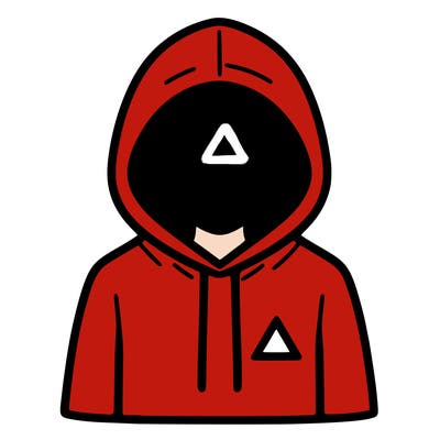 a person with non face waering a hoodie with a small triangle symbol