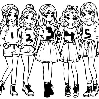 a group of five girls