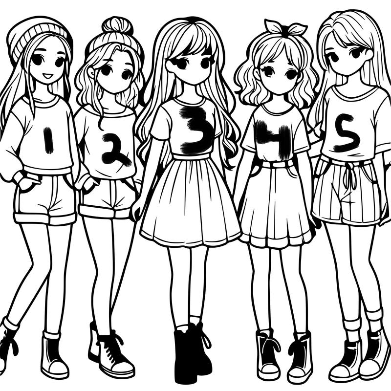a group of five girls