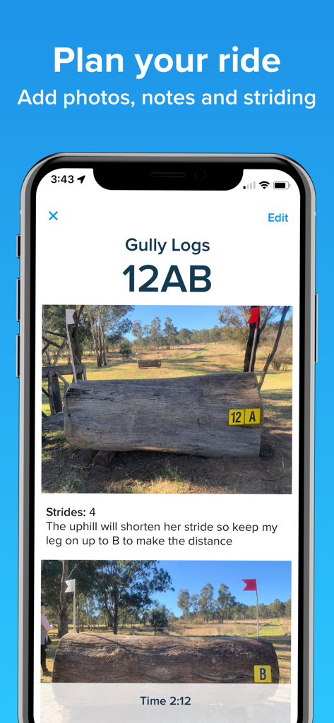 CrossCountry 2 - Screenshot of CrossCountry 2 app showing jump photos and ride notes