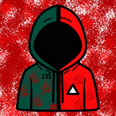 a person with non face waering a hoodie with a small triangle symbol