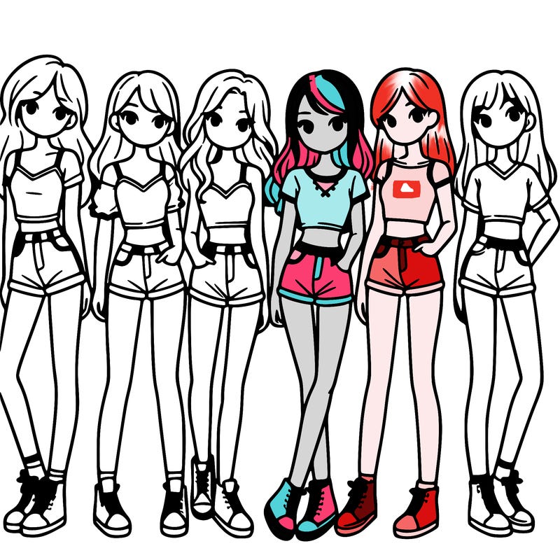 a group of girls wearing crop tops and shorts