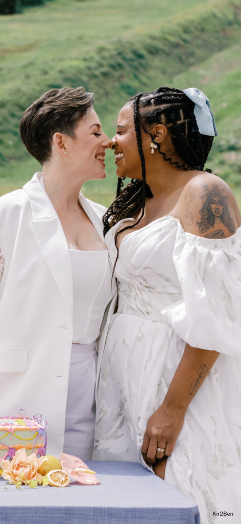 The Knot Wedding Planner - A happy diverse couple smiling at each other during their wedding celebration.
