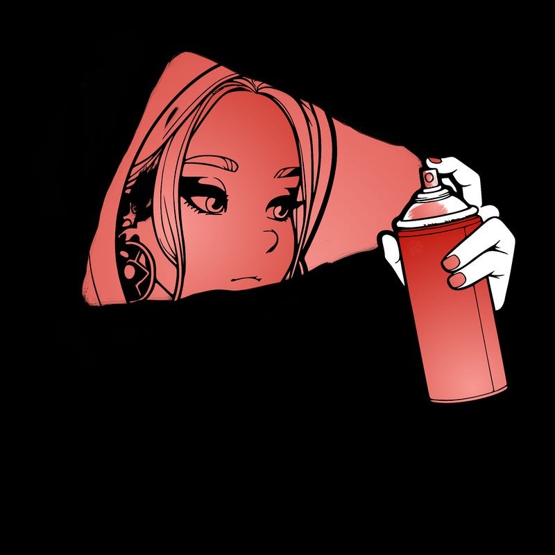 a realistic girl, spray painting