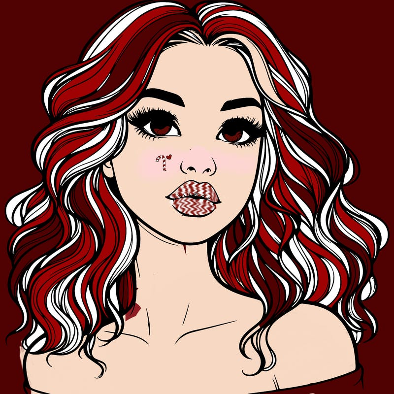 realistic girl with wavy hair and lips