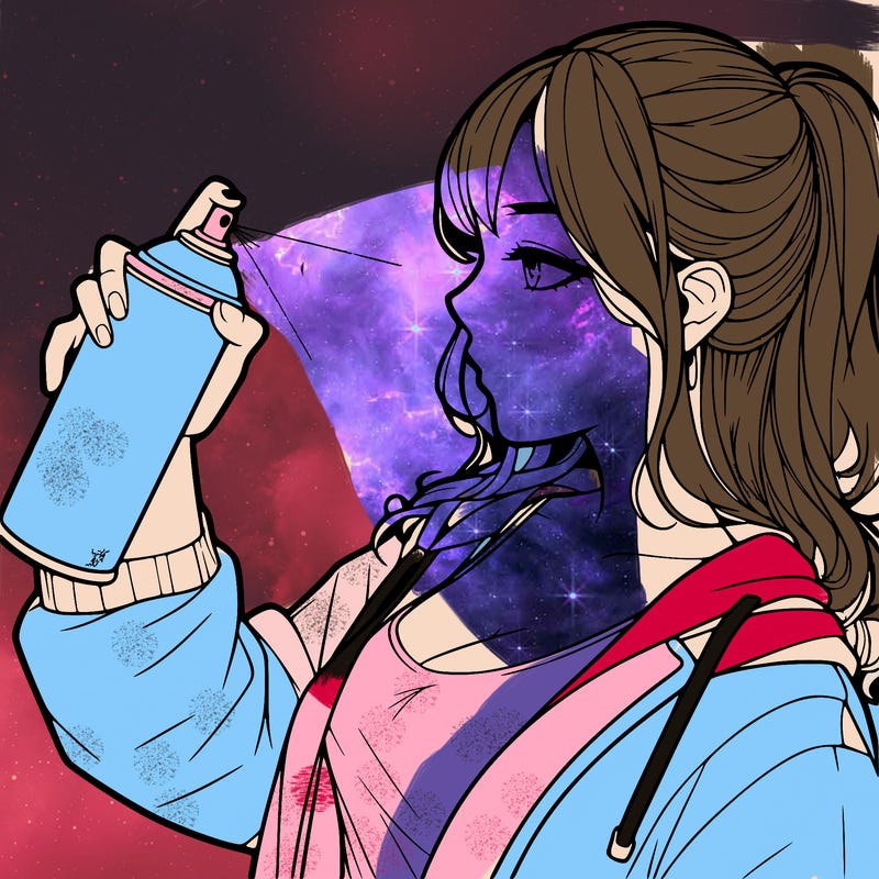 a realistic girl spray, painting