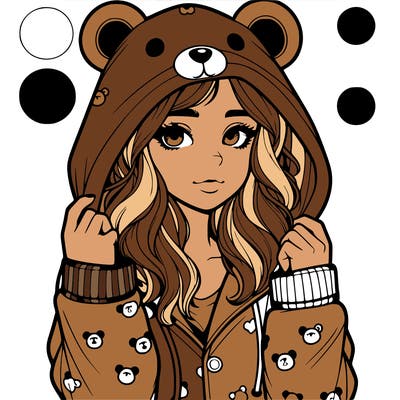 realistic girl in a animal pjs hoodie