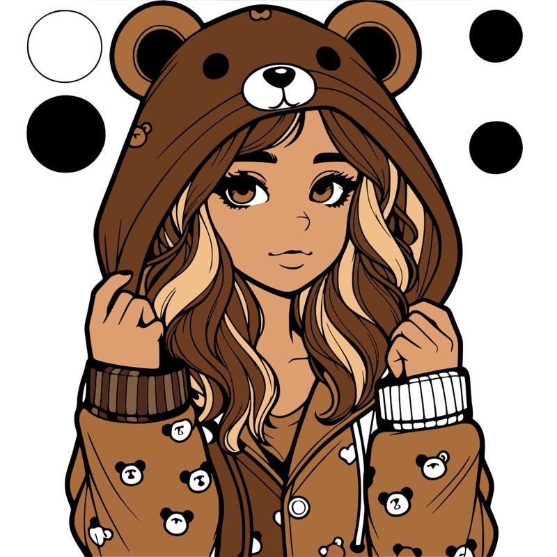 realistic girl in a animal pjs hoodie