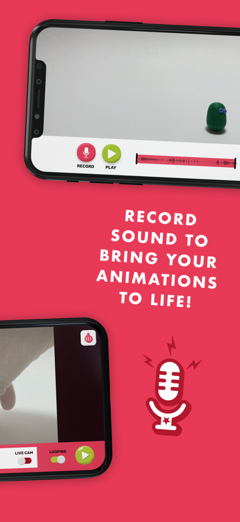 Aardman Animator - Interfaz de la aplicación Aardman Animator mostrando la grabación de audio para animaciones stop-motion.