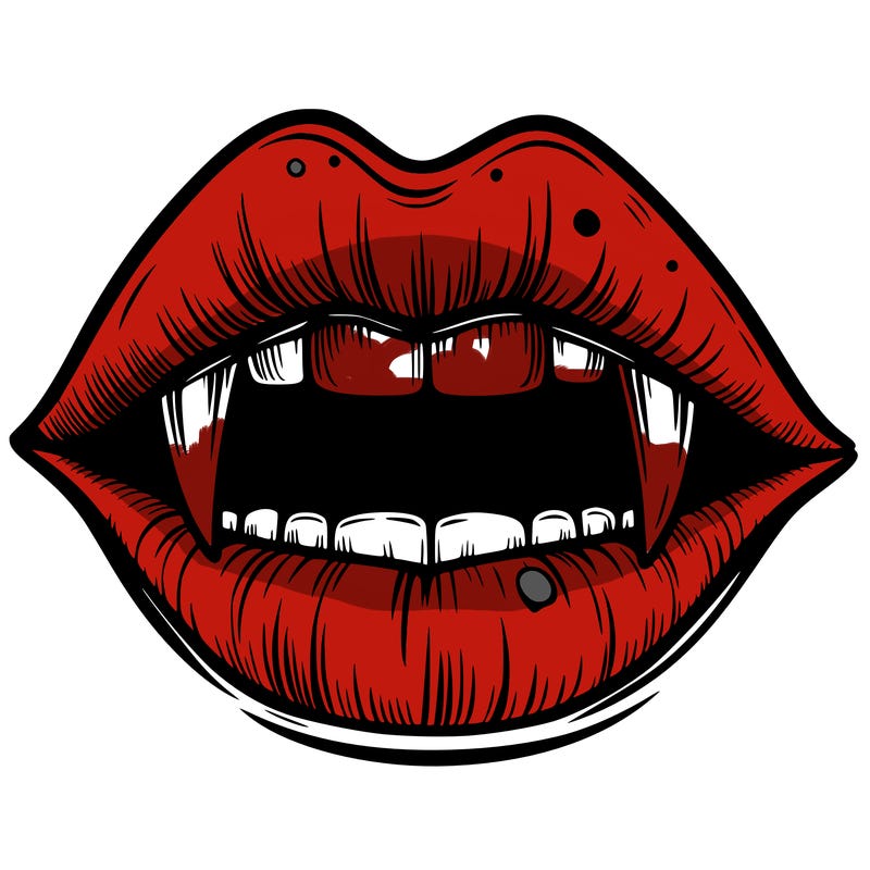 lips with vampire teeth