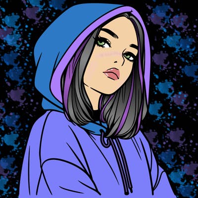 a realistic girl in a hoodie