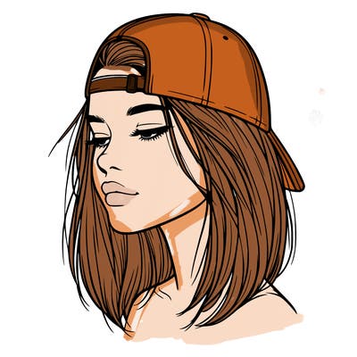 realistic  girl with a backwards hat
