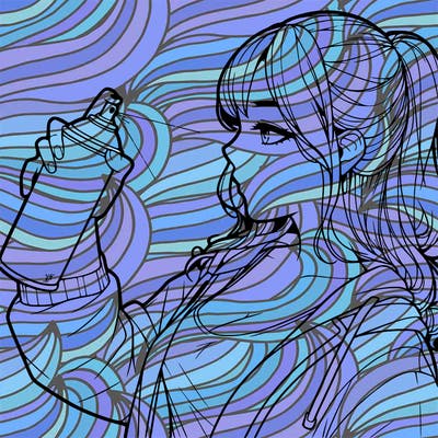 a realistic girl spray, painting