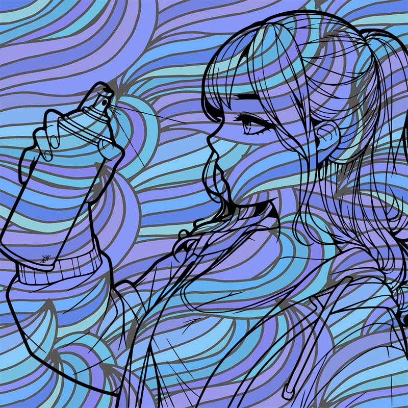 a realistic girl spray, painting