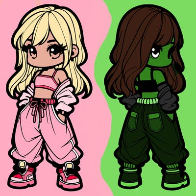 girl in crop top and baggy pants