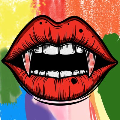 lips with vampire teeth