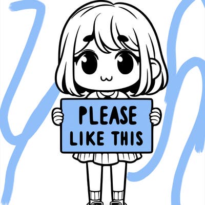 a girl holding a sign that says please like this one