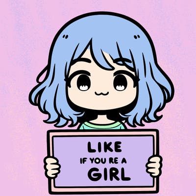 a cute girl holding a sign that says like if you’re a girl
