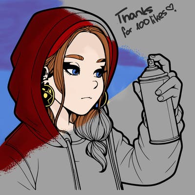 a realistic girl, spray painting