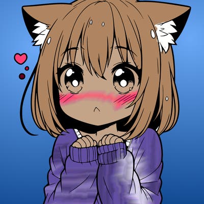 shy anime catgirl