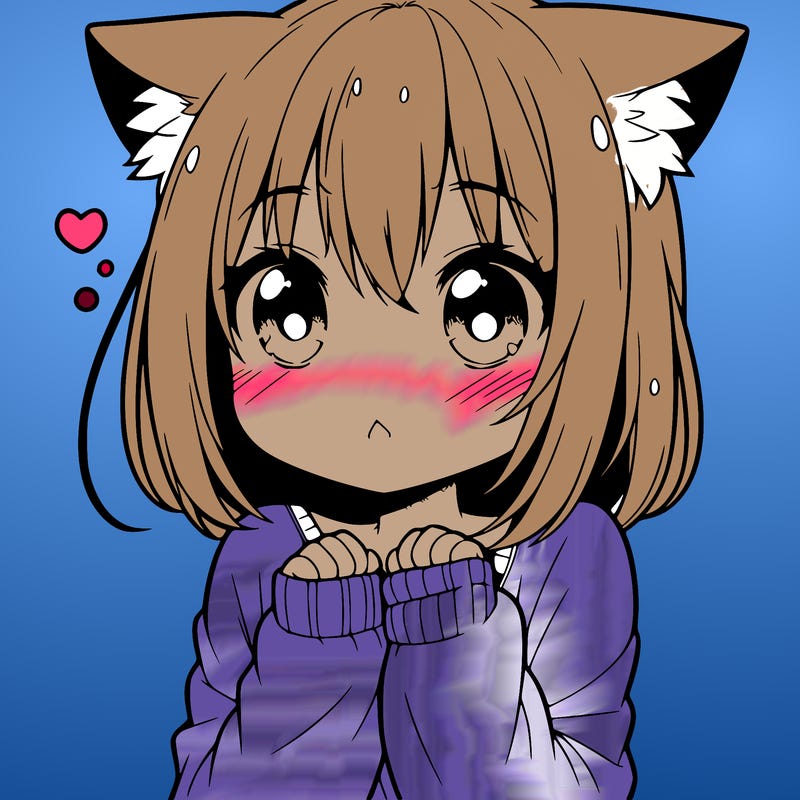 shy anime catgirl