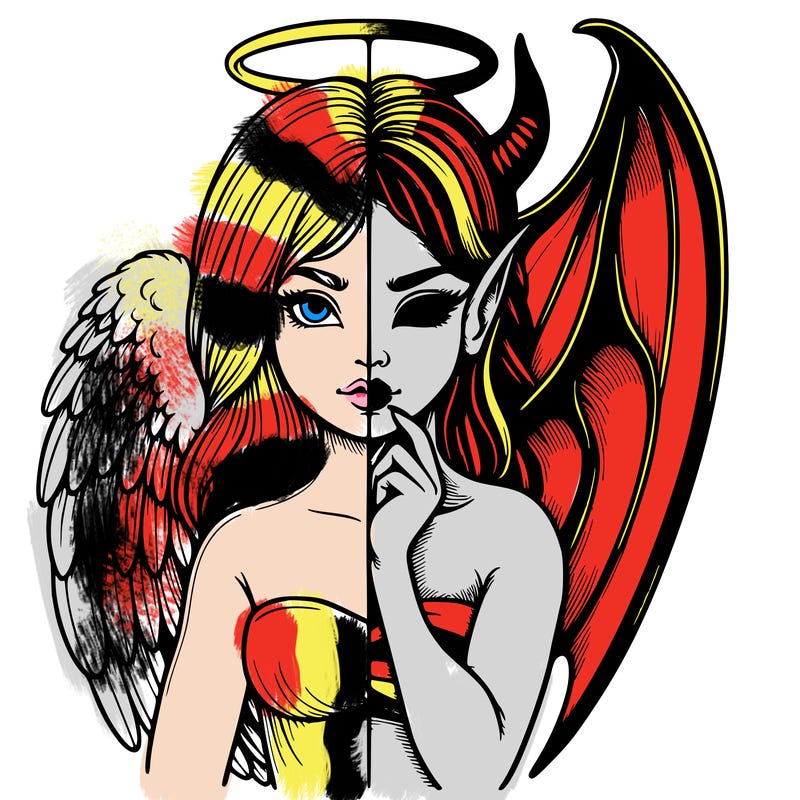 realistic angel half demon