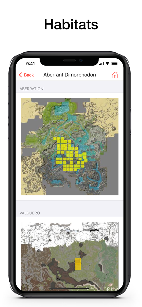 PW for ARK: Survival Evolved - Mapas de localização de habitat para a criatura Dimorphodon Aberrante nos mapas Aberration e Valguero.